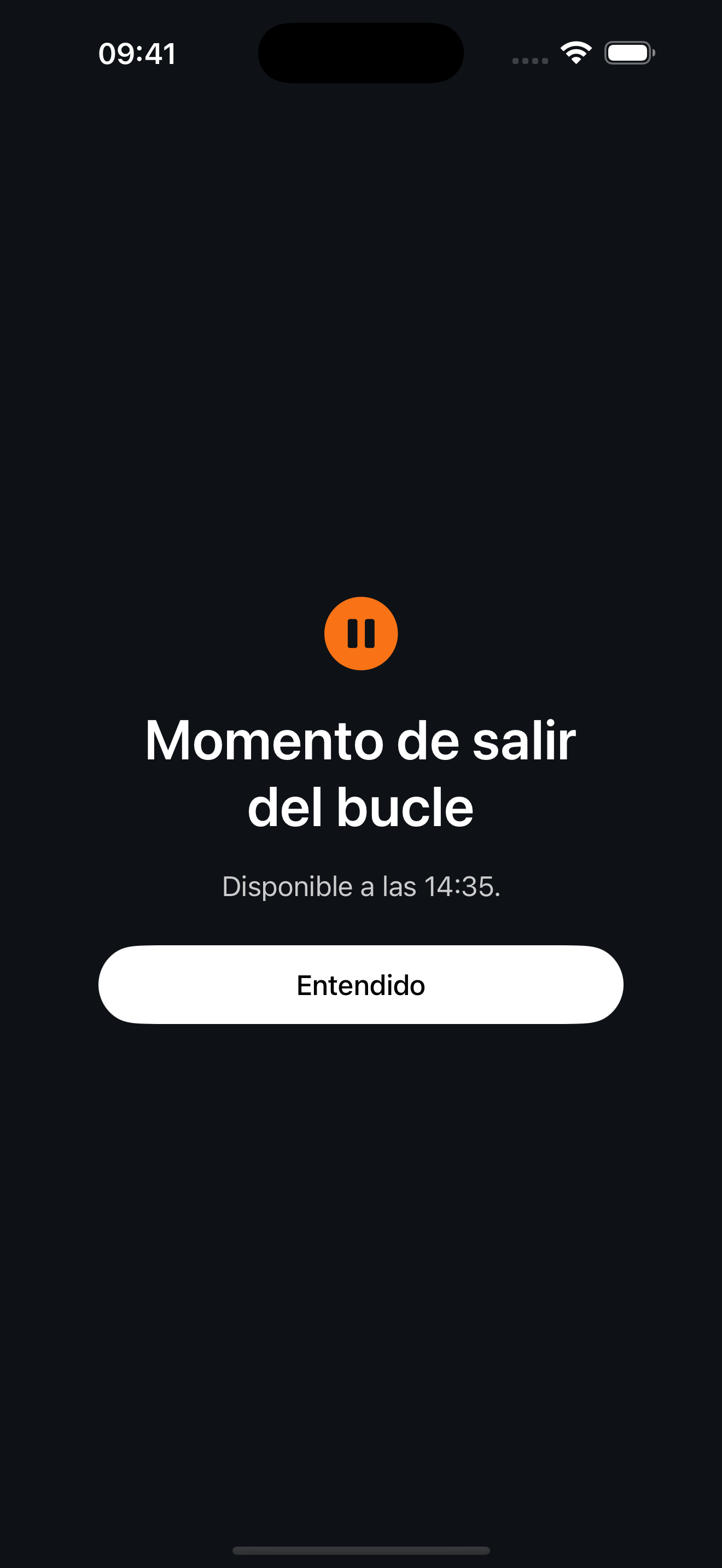Pantalla de bloqueo de Stop Scrolling en iPhone.